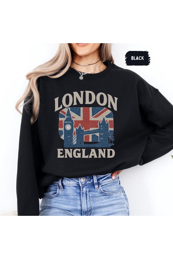 Vintage London Sweatshirt, Retro England Jumper, Cool UK Crewneck, Classic British Pullover, London Travel Top All Size S-5XL