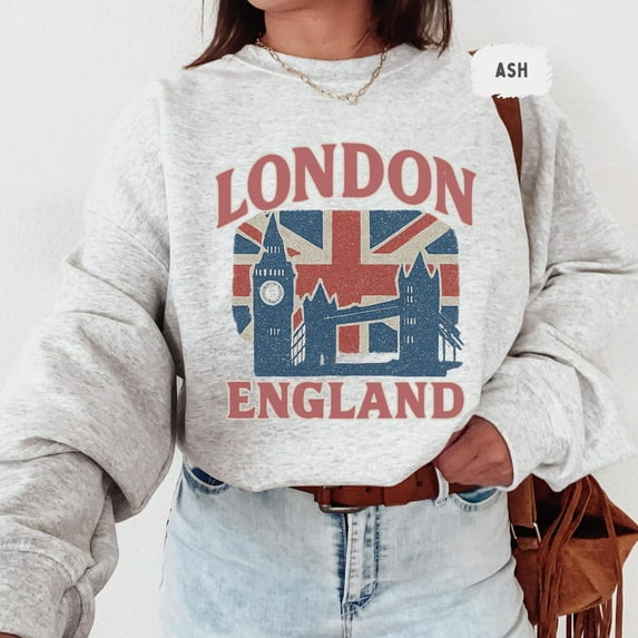 Velto Vintage London Sweatshirt, Retro England Jumper, Cool UK Crewneck, Classic British Pullover, London Travel Top All Size S-5XL