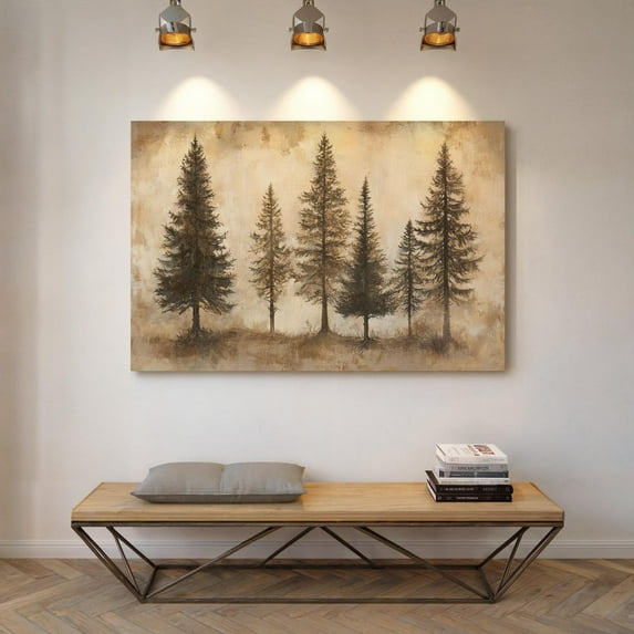 Velto Vintage Pine Trees Canvas Art, Rustic Woodland Decor, Nature-Inspired Wall Art For Cabin Or Farmhouse Aesthetic Canvas, 16x24 UNFRAMED
