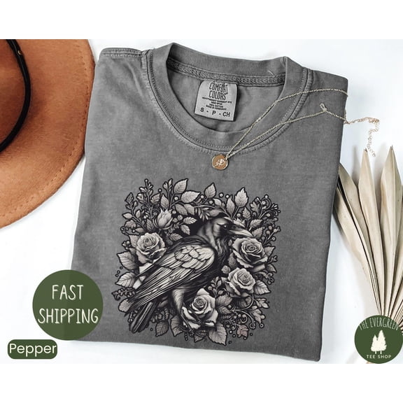 Velto Vintage Raven Gothic Tarot Crow Dark Academia Witchy T-Shirt Graphic Fullsize S-5XL Shirt