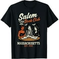 thumbnail image 1 of Velto Vintage Salem Book Club Black Cat Bookish Spooky T-Shirt All Size S-5XL, 1 of 5