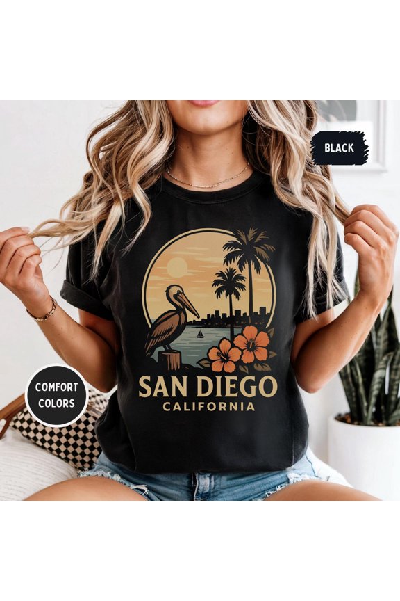 Vintage San Diego California T-Shirt, Unisex Tee, Retro Graphic Tee, Soft Vintage Shirt, Beach Lover Gift All Size S-5XL