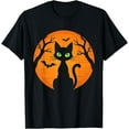thumbnail image 1 of Velto Vintage Scary black Cat Costume Cat Moon T-Shirt All Size S-5XL, 1 of 5