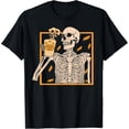 thumbnail image 1 of Velto Vintage Skeleton Pumpkin Spice Latte Syrup Creamer T-Shirt All Size S-5XL, 1 of 5
