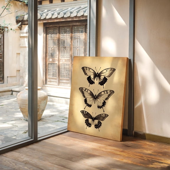 Velto Vintage Swallowtail Butterfly Art, Hand-Drawn Illustration, Botanical Wall Décor, Antique Insect Illustration Canvas, 16x24 UNFRAMED