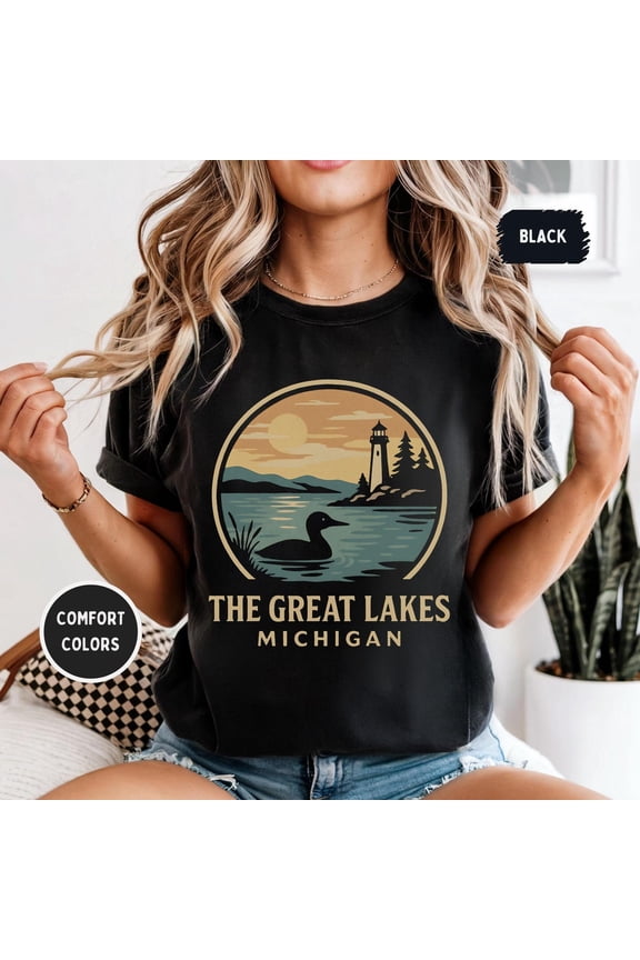 Vintage The Great Lakes Michigan T-Shirt, Unisex Tee, Retro Graphic Shirt, Lake Lover Gift, Beach Vacation Apparel, Lake life All Size S-5XL