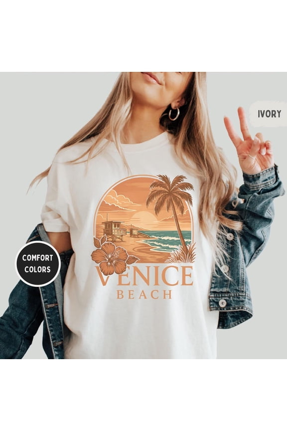 Vintage Venice Beach 1717 Unisex T-shirt, Retro Tee, Faded Graphic Shirt, Soft Distressed Top, Beach Lover Gift All Size S-5XL