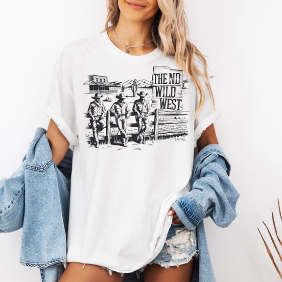 Velto Vintage Wild West Cowboy Graphic T-Shirt: Rodeo Southern Cowgirl Tee All Size S-5XL