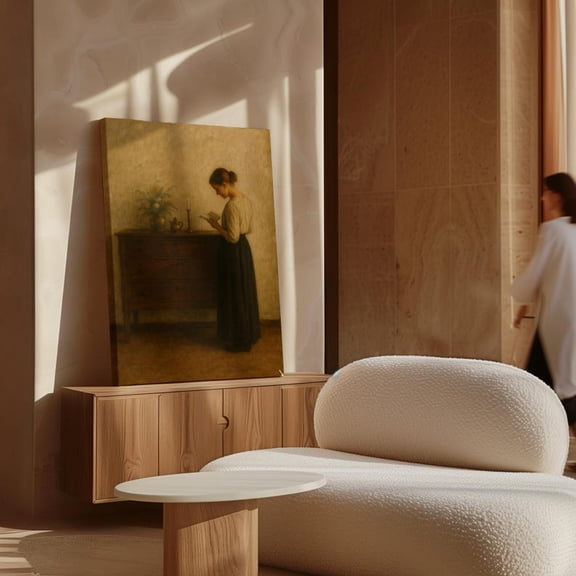 Velto Vintage Woman Reading Canvas, Antique Portrait Wall Art, Moody Library Inspired Home Decor, SIZE 8x10 INCLUDE Pine Wood Frame 1.25-Inch