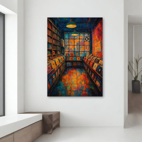 Velto Vinyl Record Store Canvas - Gift For Music Lovers, Retro Wall Art With Colorful Album Vibes Canvas, 12x16 UNFRAMED