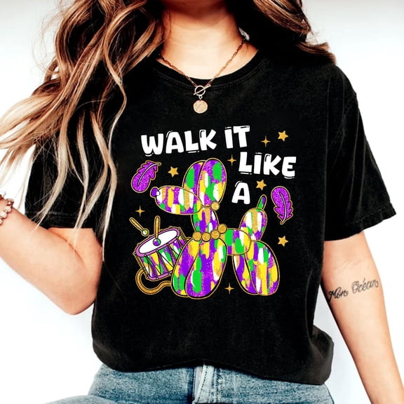 Velto Walk it Like a Dog Mardi Gras Shirt, Mardi Gras Dog Shirt, Retro Mardi Gras Crewneck, Fleur De Lis Shirt, Louisiana Mardi Gras Carnival Tee All Size S-5XL