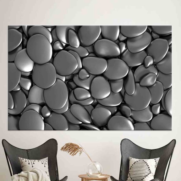 Velto Wall Art, Modern Canvas Metallic Canvas Print, Stones Art, On Canvas, Contemporary Canvas, 8x10 0.75-Inch Pine Wood Frame
