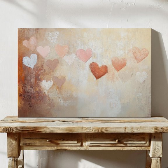 Velto Warm Tones Heart Wall Art, Abstract Love Inspired For Romantic, Living Room And Bedroom Decor