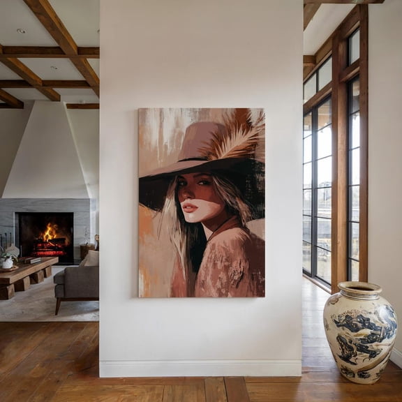 Velto Western Cowgirl Canvas – Boho Chic Wall Art for Stylish Country Girl and Vintage Cowgirl Aesthetic, SIZE 8x10 INCLUDE Pine Wood Frame 1.25-Inch