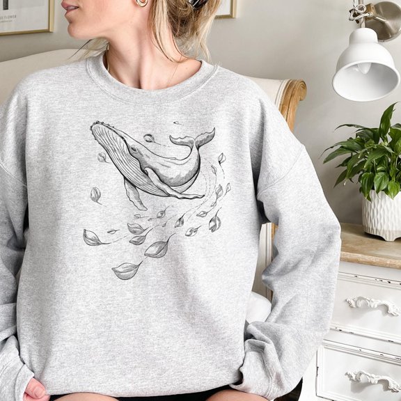 Velto Whale T-Shirt-Sweatshirt, Ocean Lover Tee, Minimalist Sea Life Shirt, Nature-Inspired Graphic Tee All Size S-5XL