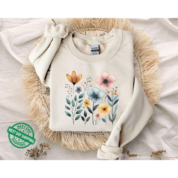 Velto Wild Flowers Sweatshirt, Wildflowers , Fairy Core , Fairy Wildflowers Sweatshirt, Boho Flower Crewneck, Pressed Flowers, Floral All Size S-3XL