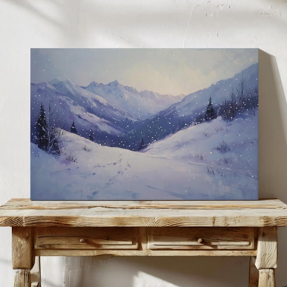 Velto Winter Landscape Canvas Wall Art Snowy Forest Scenic Illustration Calm Peaceful Seasonal Decoration, SIZE 8x12 INCLUDE Pine Wood Frame 1.25-Inch