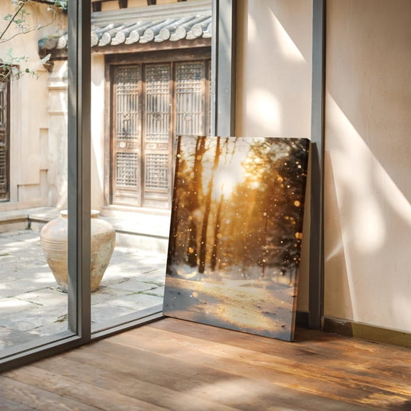 Velto Winter Wonderland Canvas Wall Art Snowfall Forest Scenic Photography Cozy Seasonal Decorative Artwork, SIZE 16x24 INCLUDE Pine Wood Frame 1.25-Inch