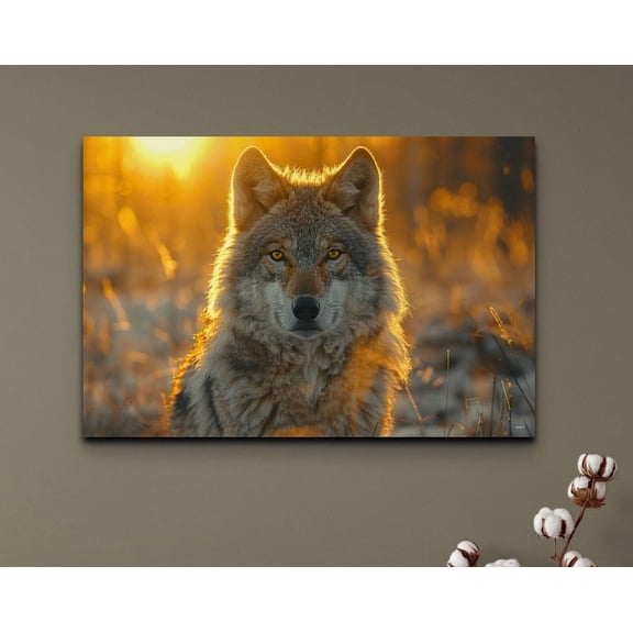 Velto Wolf Canvas - Rustic Home Decor, Unique Wall Art for Man Cave or Housewarming Gift, SIZE 8x12 INCLUDE Pine Wood Frame 1.25-Inch