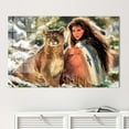 thumbnail image 1 of Velto Woman And Lion Wall Native Woman And Big Cat Tempered Glass, Indian Woman Wall Art Canvas, 8x10 0.75-Inch Pine Wood Frame, 1 of 4