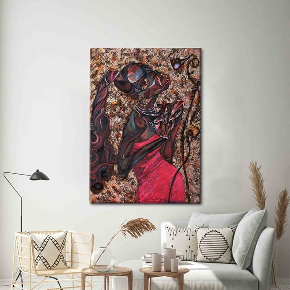 Velto Woman Art, Jazz Music Canvas Art, African Art, Singer Artwork, Ethnic Artwork, Abstract Wall Decor Canvas, 12x16 UNFRAMED