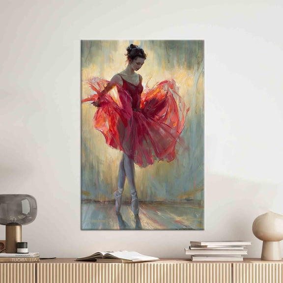 Velto Woman With Red Dress Print, On Canvas, Modern Canvas PrintCanvas, 8x10 0.75-Inch Pine Wood Frame