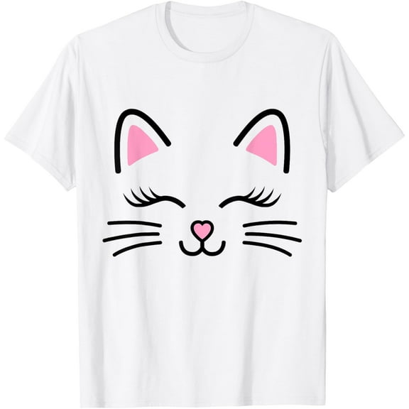 Velto Women's Cat Face Whiskers Print Cosplay Kitty Love T-Shirt All Size S-5XL