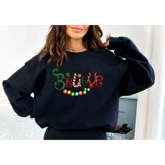Velto Womens Happy Holidays sweatshirt, Believe Happy Holidays Sweatshirt, Happy Holidays Sweater, Happy Holidays Sweatshirt, Happy Holidays pajamas women, Believe Shirt All Size S-5XL