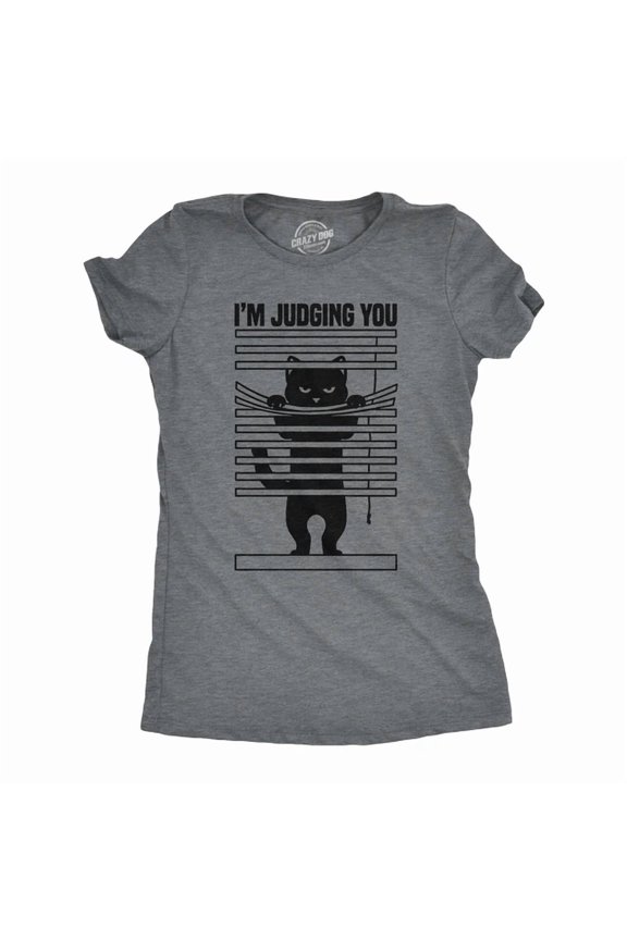 Womens Im Judging You T-Shirt Kitten Graphic Tee For Ladies All Size S-5XL