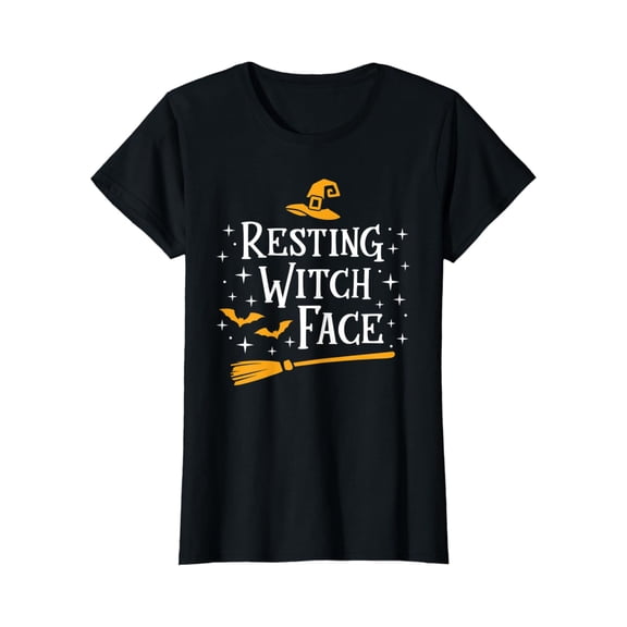 Velto Womens Resting Witch Face T Shirt Broomstick Spooky Party T-Shirt All Size S-5XL