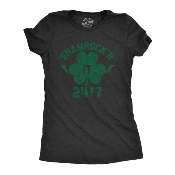 Velto Womens Shamrock'n It 24/7 T-Shirt Saint Patricks Day Irish Clover Lucky All Size S-5XL