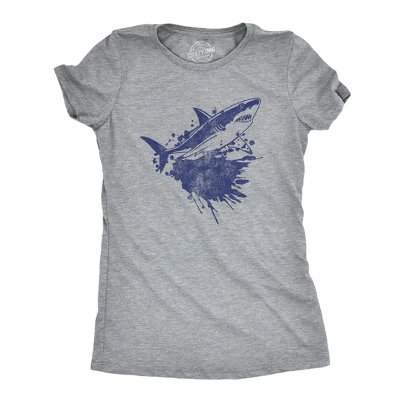 Velto Womens Shark Ink Splatter T-Shirt Awesome Shark Week Lovers Tee For Ladies All Size S-5XL