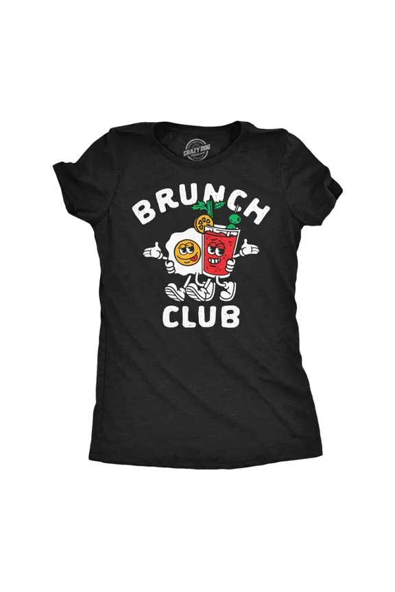 Womens T-Shirt Brunch Club Breakfast Lunch Graphic Tee All Size S-5XL