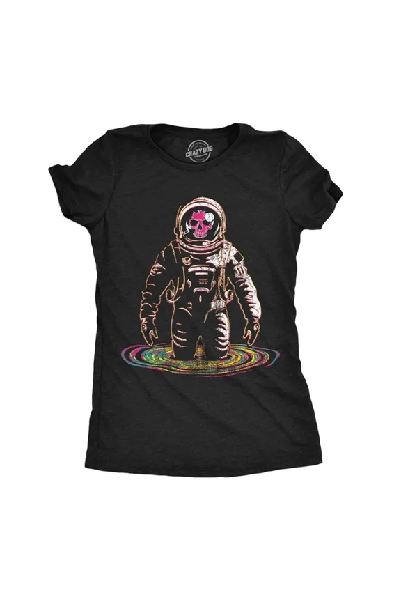 Womens T-Shirt Rainbow Black Hole Cool Space Graphic Tee For Ladies All Size S-5XL