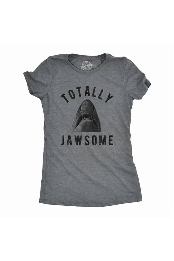 Womens Totally Jawsome T-Shirt Hilarious Shark Bite Graphic Tee All Size S-5XL