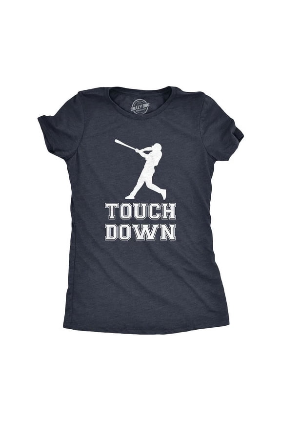 Womens Touch Down Mocking Baseball Player Football Sporting Tee All Size S-5XL
