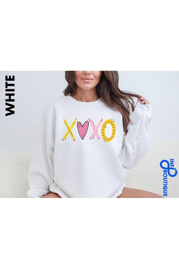 Xoxo Teacher Sweatshirt, Teacher's Day Sweater, School , Cute Heart Shirt, Teacher's Day Gift, Xoxo Teacher Gift, Pencil Sweatshirt All Size S-5XL