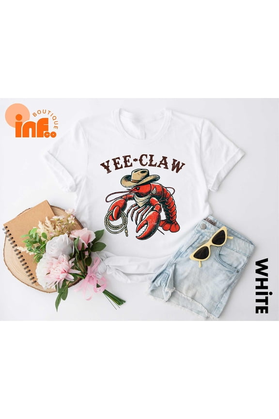 Yee Claw Shirt, Cowboy Crawfish Shirt, T-Shirt, Crawfish Shirt, Cowboy Crab Shirt, Western Summer Lobster Tee All Size S-5XL