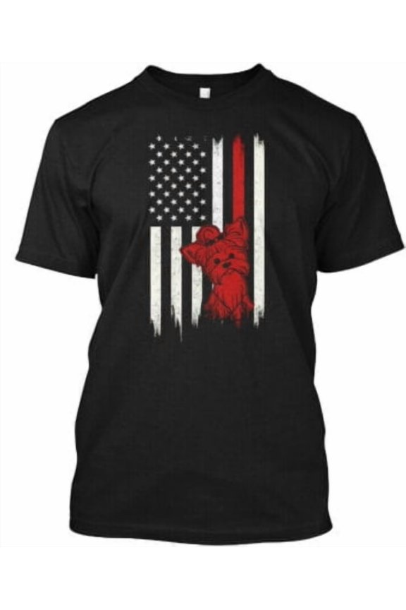 Yorkshire Terrier American Flag T-Shirt Made in the USA All Size S-5XL