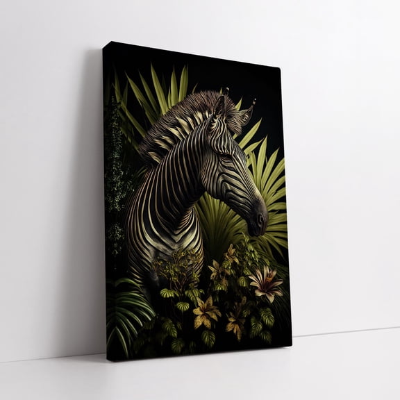 Velto Zebra Among The Greenery Canvas Art - Nature-Inspired Wall Decor For Living Room - Unique Housewarming Gift Canvas, 12x18 UNFRAMED