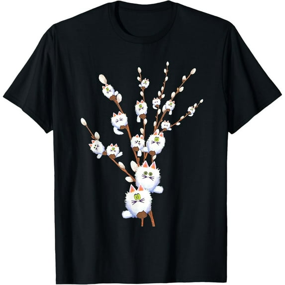 Velto tree cat willow buds flowers tree T-Shirt All Size S-5XL