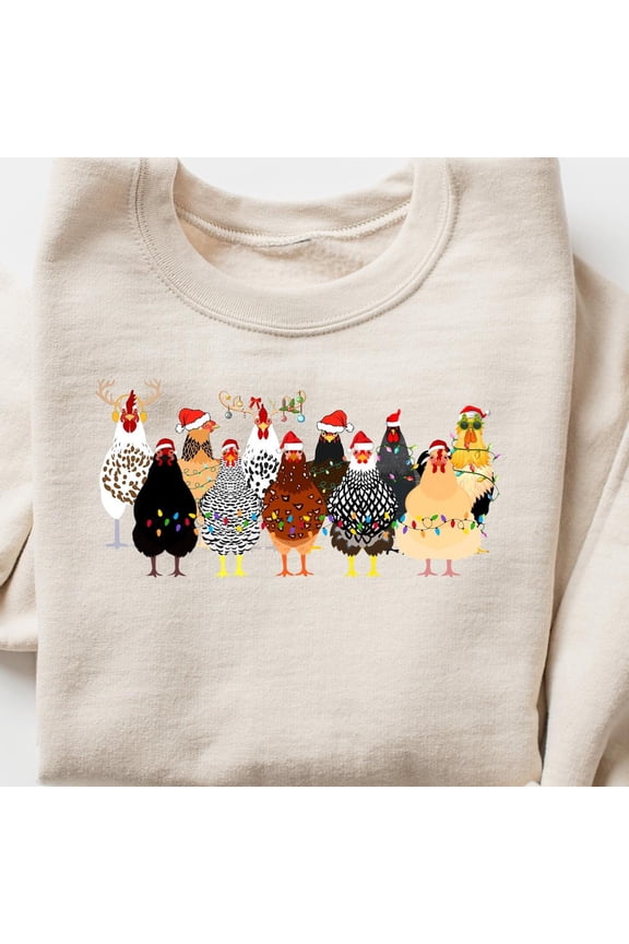 Сute Chickens , Farm Animals Sweater, Womens Chicken , Holiday GiftsFull Size S-3XL