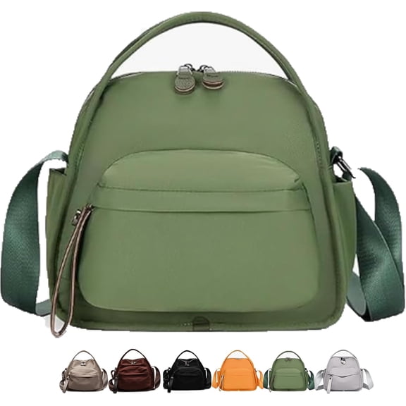 Veluna Crossbody Shoulder Bag for Women, Lightweight Large Capacity Nylon Purse with Top Handle, Solid Color Zipper Hobo Bag for Daily Use & Travel