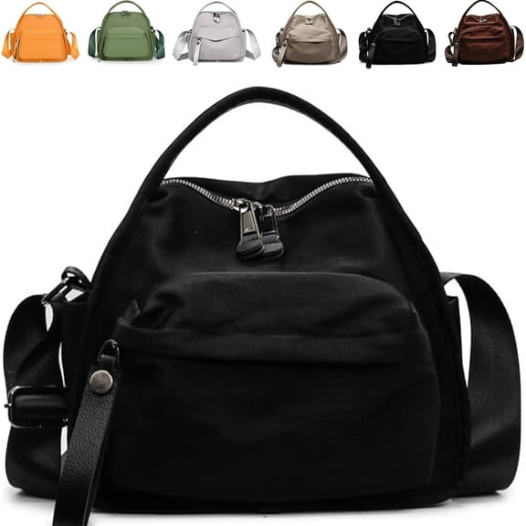 Veluna Crossbody Shoulder Bag for Women, Nylon Lightweight Purse with Zipper Closure, Large Capacity Handbag