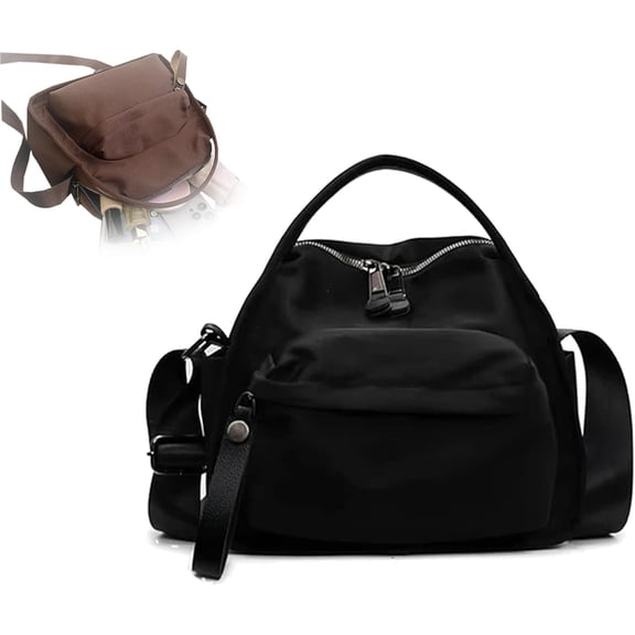 Veluna Shoulder Bag,Lightweight Large Capacity Cross Body Bag,Casual Nylon Pocket Handbag,with Zipper Outdoor Commuter Bags