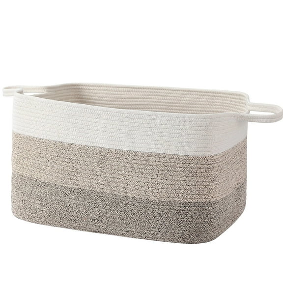 VeluraHome 70L Large Blanket Basket,Rectangle Storage Baskets for Storage,Cotton Rope Woven Storage Basket for Living Room, Nursery, Baby Room