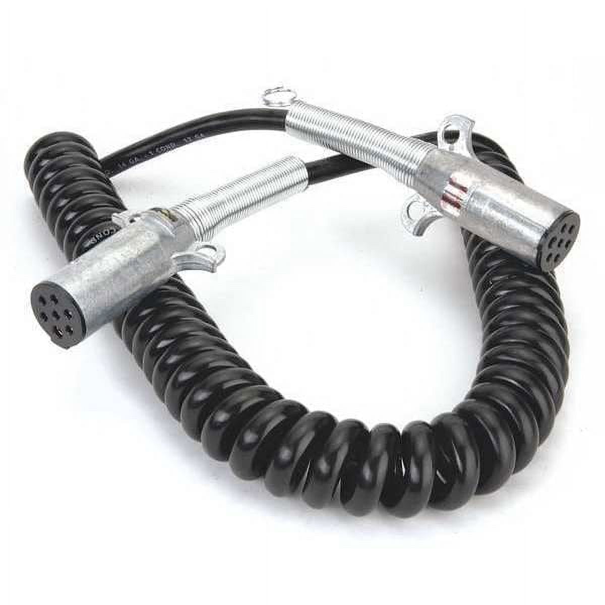 Velvac 7-Way Trailer Power Cable – 144 Inch Coiled, 12V, Heavy Gauge For ABS & Lights