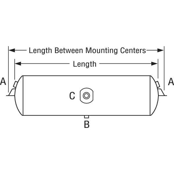 Velvac Air Tank, 6.16 Gal, 125 PSI, Horizontal 035101