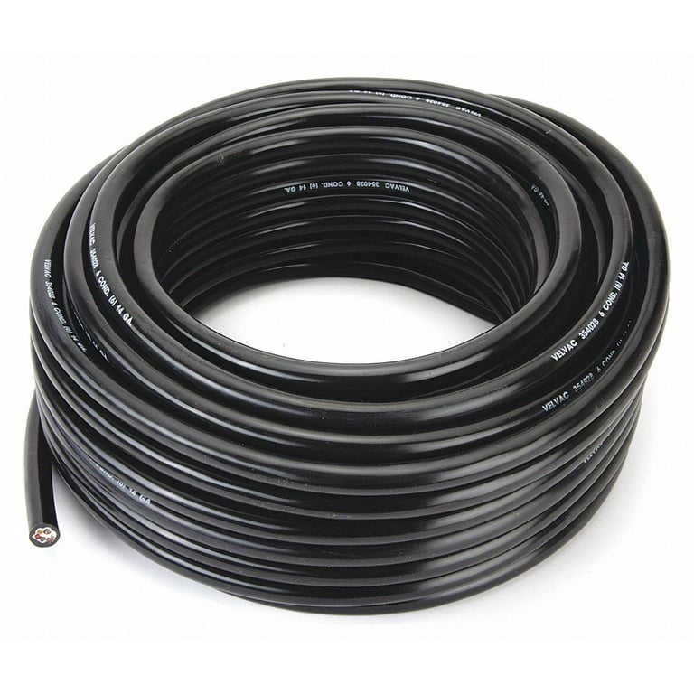Velvac Trailer Cable,14 AWG,6 Cond,100 ft,Black 050007