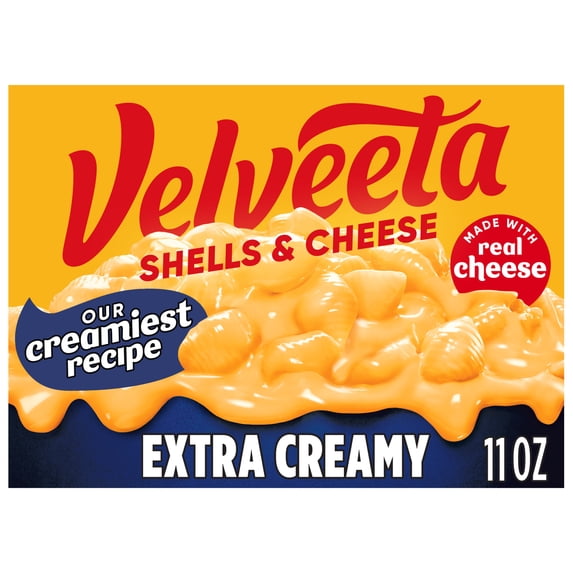 Velveeta Shells and Cheese Extra Creamy Mac and Cheese, 1 Box, for Easy Dinner or Dinner Sides, Extra Creamy, Made with Real Cheese, 11 oz